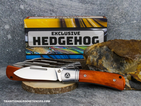 QSP Exclusive Hedgehog Knife QS142SP: Smooth Orange Bone 14C28N