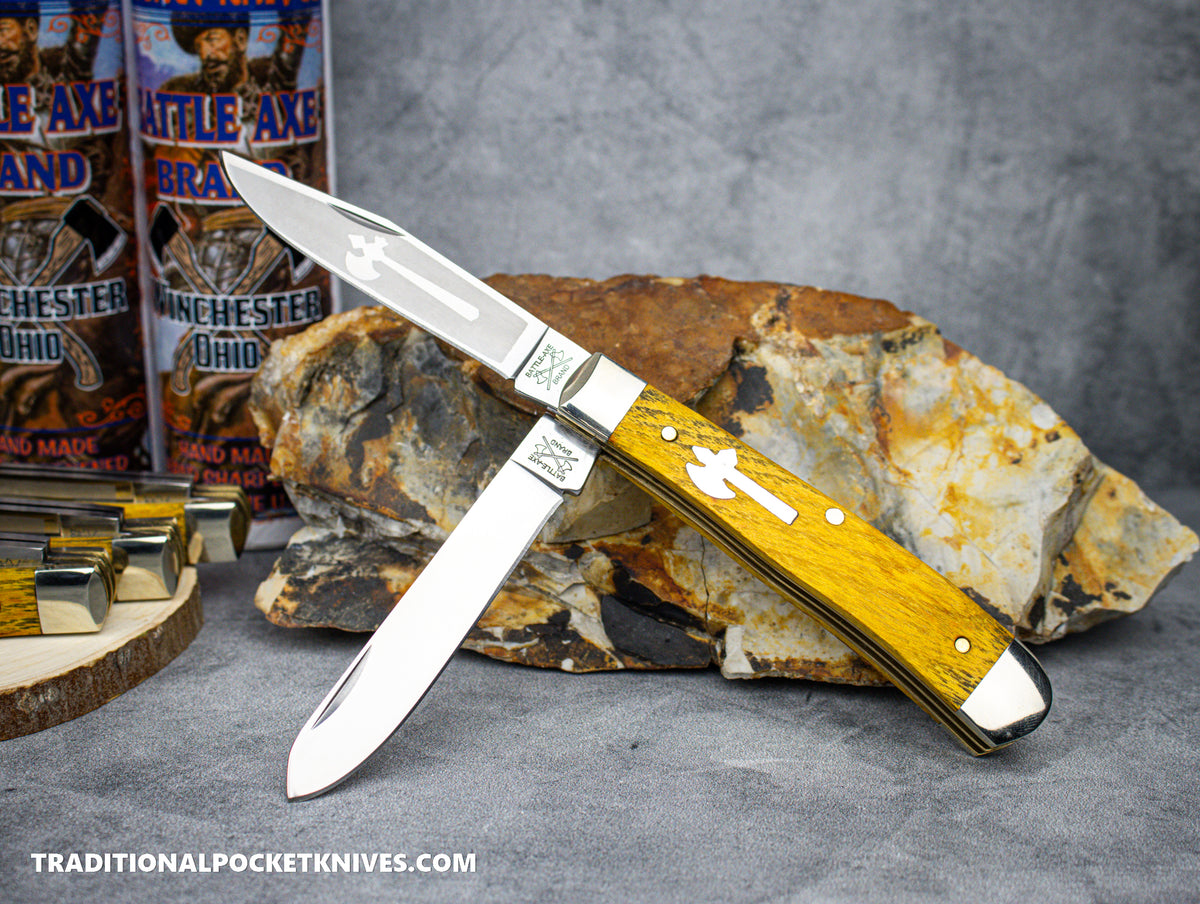 Cooper Cutlery Battle Axe Brand Osage Orange Wood Trapper (7219OO)