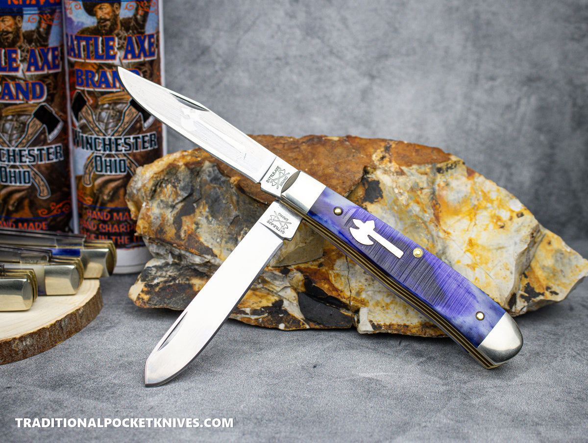 Cooper Cutlery Battle Axe Brand Appaloosa  Purple Saw Cut Bone Trapper (5219APSCB)