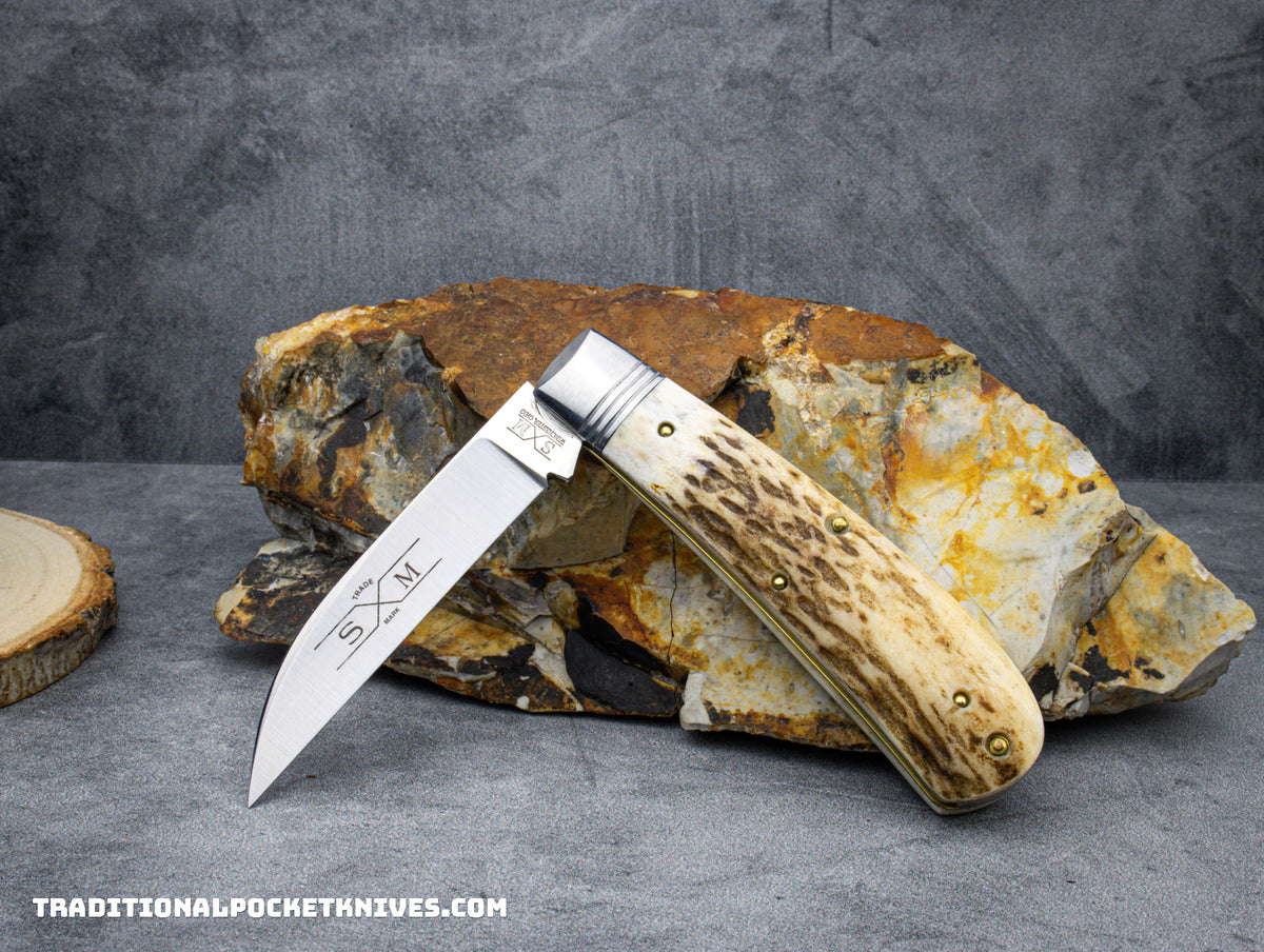Cooper Cutlery Schatt&amp;Morgan Cutlery Swayback Clasp Knife Stag (01WCP)