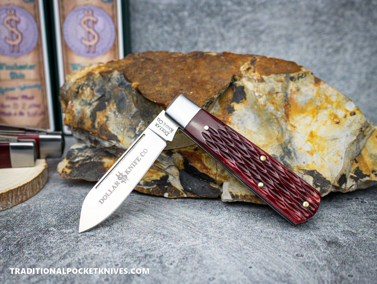 Cooper Cutlery Dollar Knife Co. Red Jigged Bone No Shield Jack (RJB NS)
