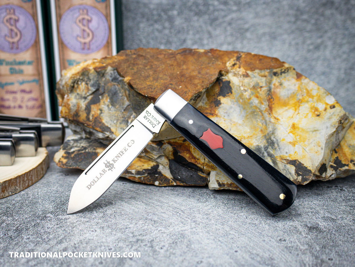 Cooper Cutlery Dollar Knife Co. Dark Blue Smooth Bone Red Shield Jack (BSB RS)