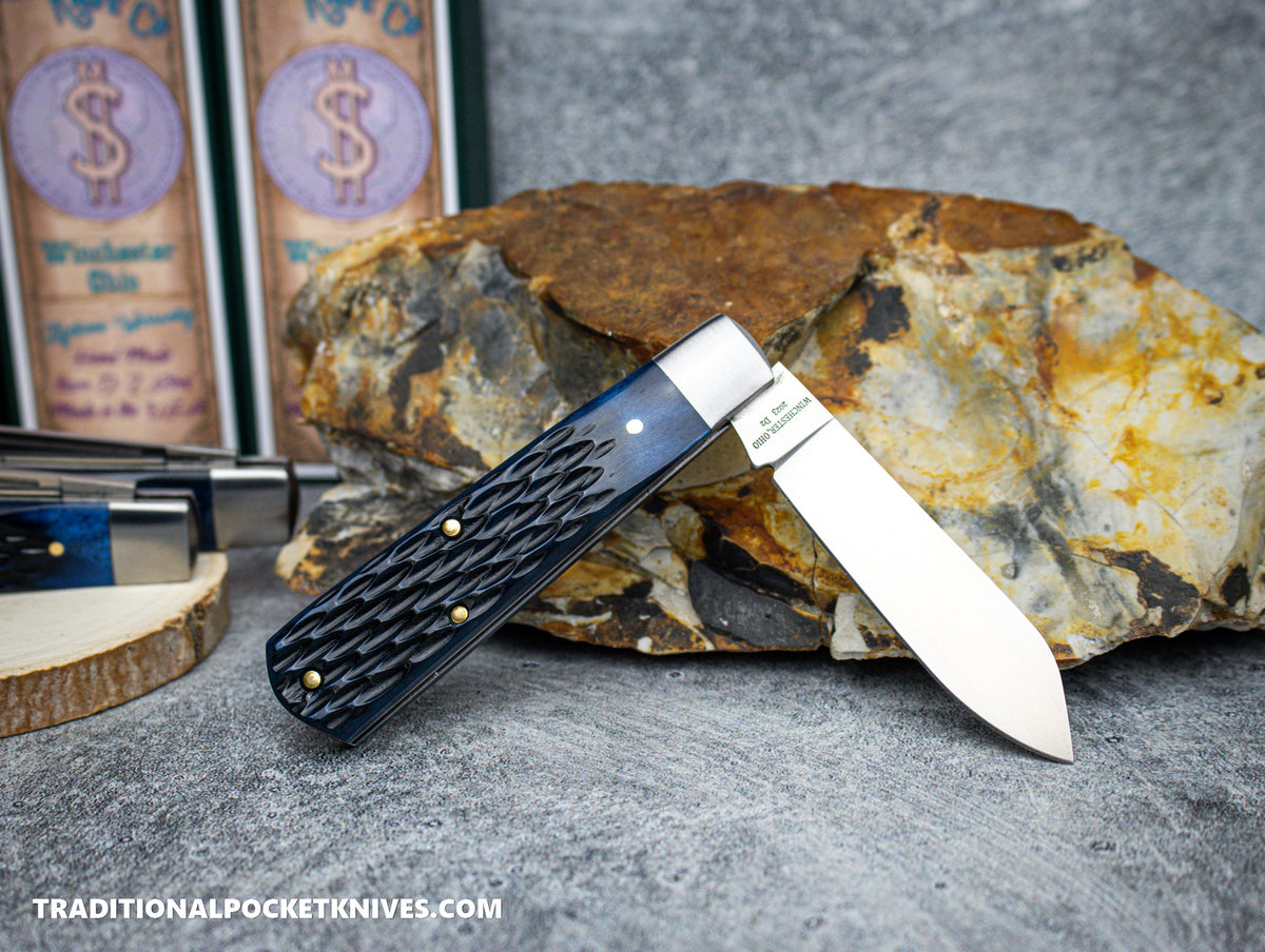 Cooper Cutlery Dollar Knife Co. Blue Jigged Bone No Shield Jack (BJB NS)