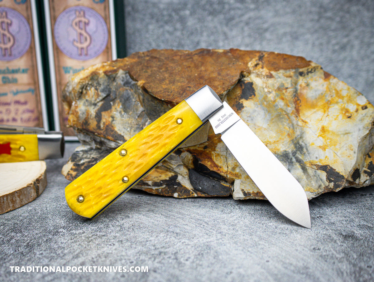 Cooper Cutlery Dollar Knife Co. Yellow Jigged Bone Red Shield Jack (YJB RS)