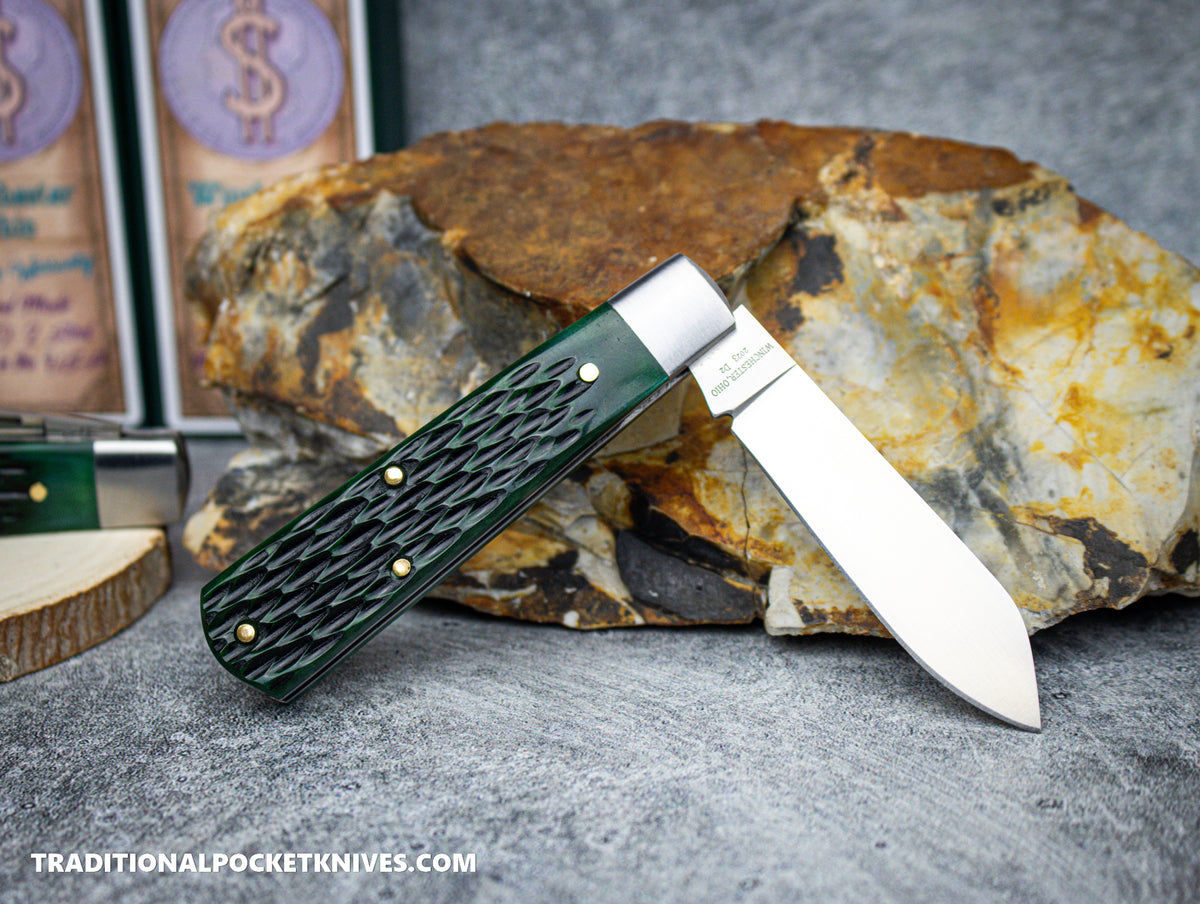 SECOND: Cooper Cutlery Dollar Knife Co. Green Jigged Bone No Shield Jack (GJB NS)