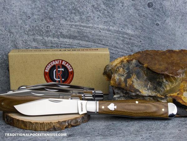 RoseCraft Blades Cumberland River Coke Bottle Light Brown Micarta