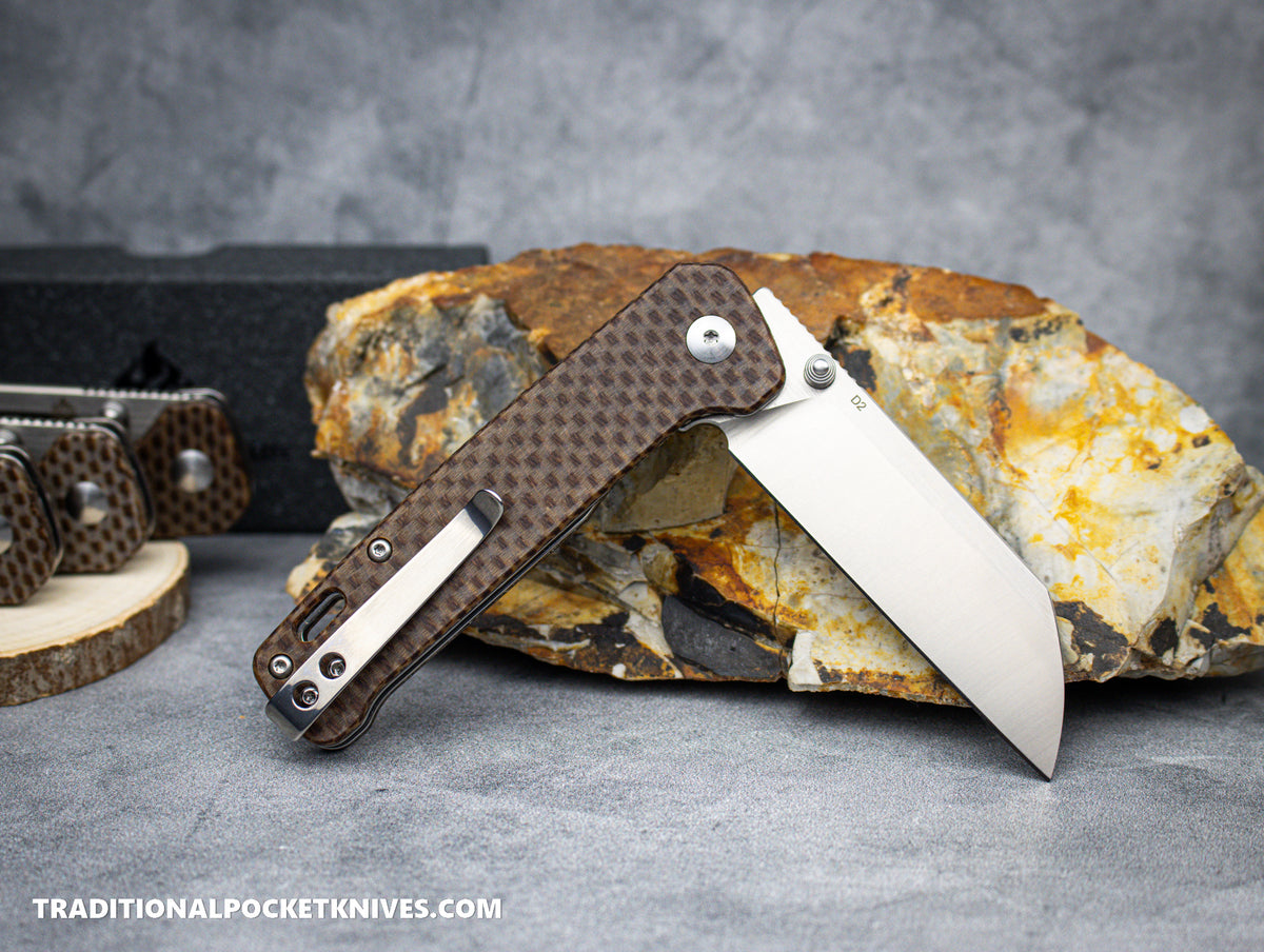 QSP Penguin Knife QS130-A Brown Texture Micarta D2 Steel