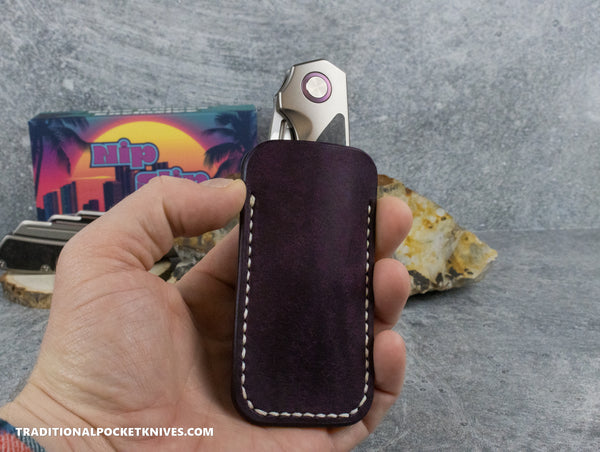 Divo Knives Exclusive Nip Slip Dood Co. Leather Knife Slip Purple