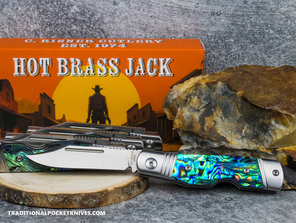 Hot Brass Jack: Abalone - Clip Point 154CM - C. Risner Cutlery LLC