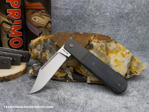 Jack Wolf Knives Primo Jack Black Linen Micarta Hand Satin - C