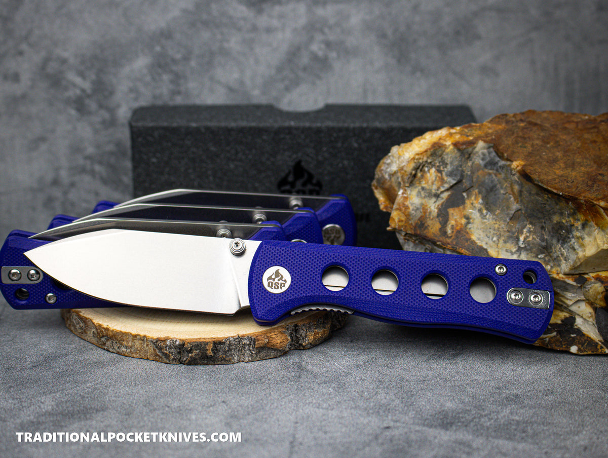 QSP Canary Folding Knife QS150-D1 Purple G10 Stonewashed 14C28N Steel