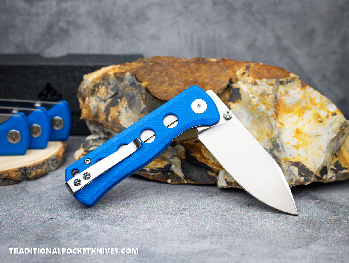 QSP Canary Folding Knife QS150-I1 Blue G10 Stonewashed 14C28N Steel