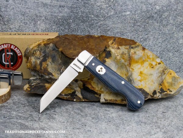 RoseCraft Blades Elk River Easy Open Jack Blue Denim Micarta