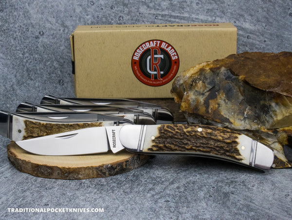 【AAA】 Stag Cameo /flake Rosecraft Sweetwater Creek Senator Stag Folding Knife | Heinnie Haynes
