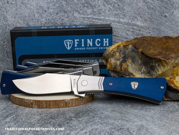 Finch Undertaker Sapphire Blue Micarta - C. Risner Cutlery LLC