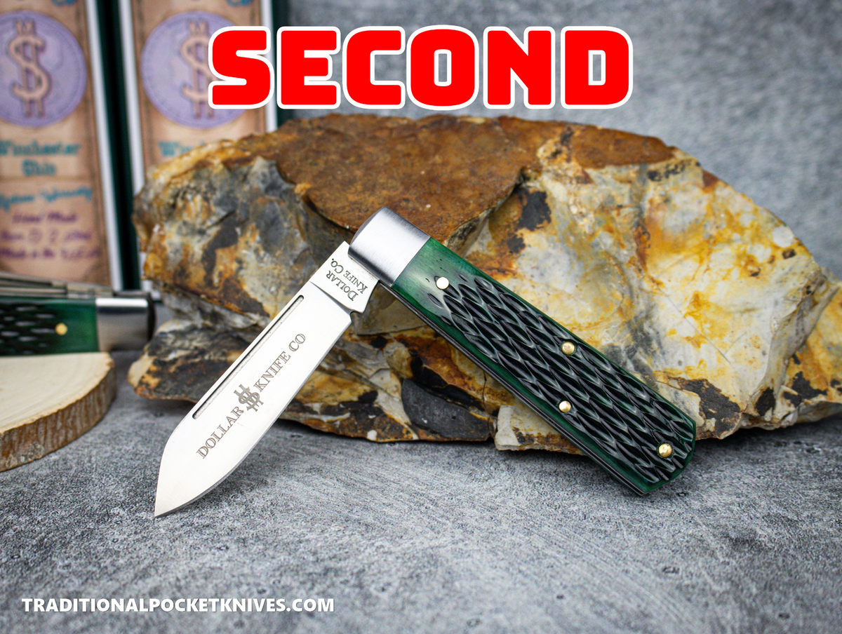SECOND: Cooper Cutlery Dollar Knife Co. Green Jigged Bone No Shield Jack (GJB NS)
