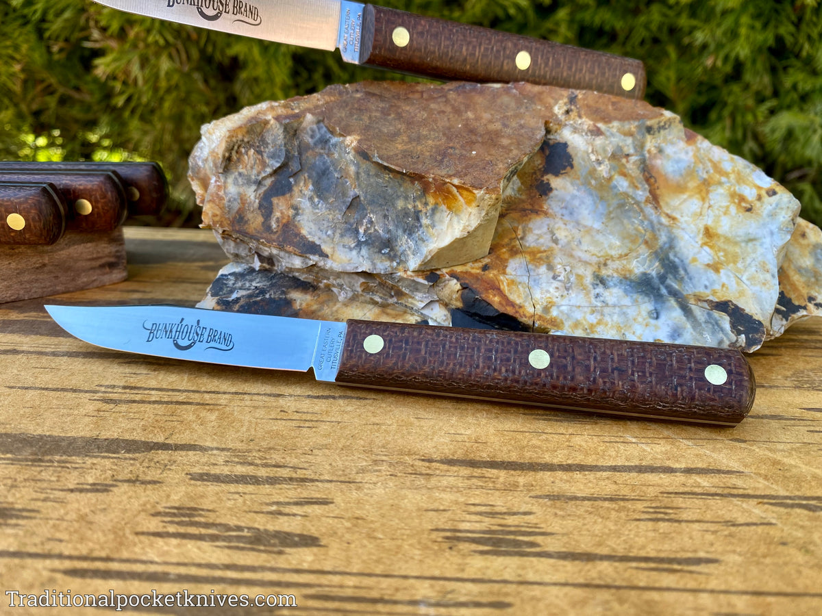 Great Eastern Cutlery #K31CAR Bunkhouse Brand Pairing Knife Rustic Brown Burlap