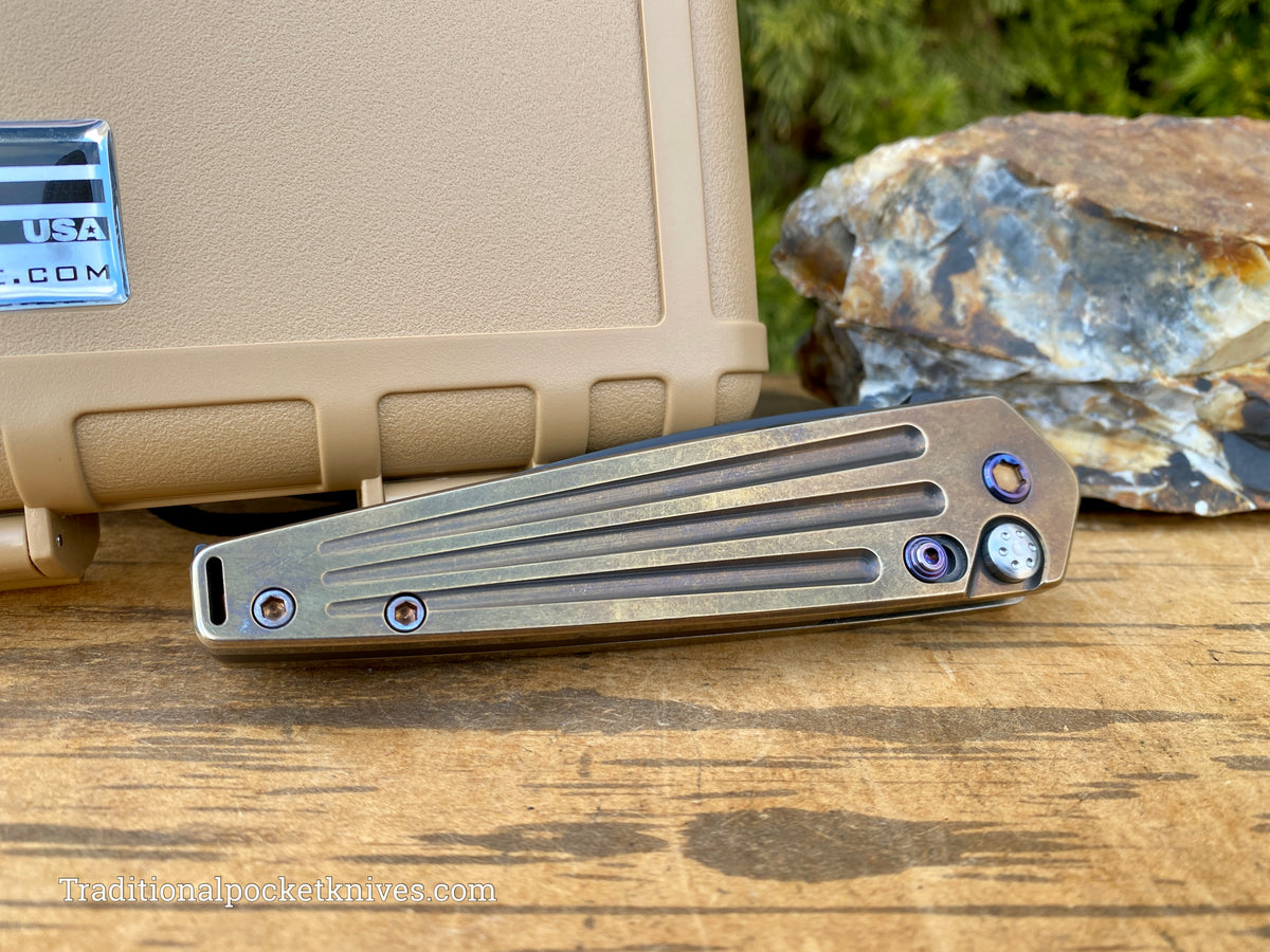 Medford Knives Nosferatu Automatic PVD Spear Point / S35VN / Bronze Handles / Flamed HW / Flamed Clip