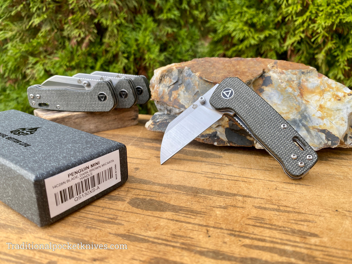 QSP Penguin Mini Knife QS130XS-A Dark Brown Micarta 14C28N Steel