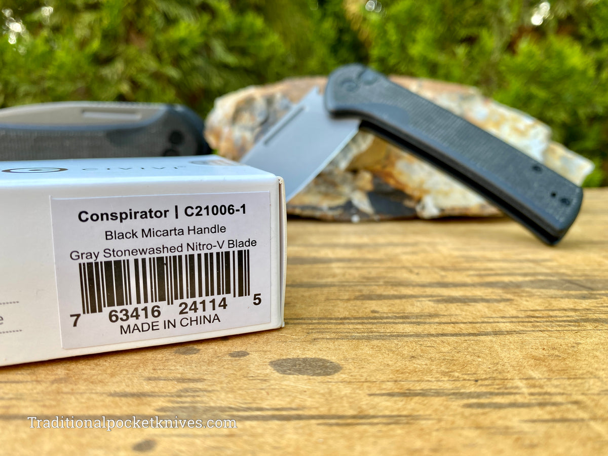 Civivi Conspirator Black Micarta Gray Stonewashed Nitro-V (C21006-1)