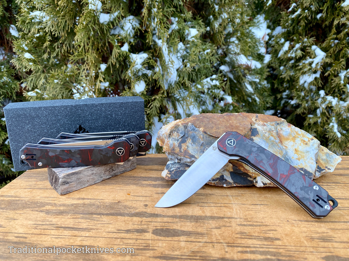 QSP Osprey Knife QS139-F1 Shredded Red Carbon Fiber G10 14C28N Steel
