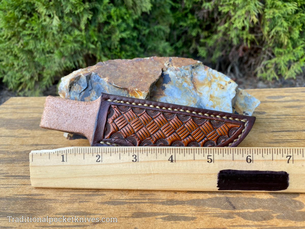 Sage Grouse Leather: Leather Knife Belt Sheath GEC H20 Righthand- #12