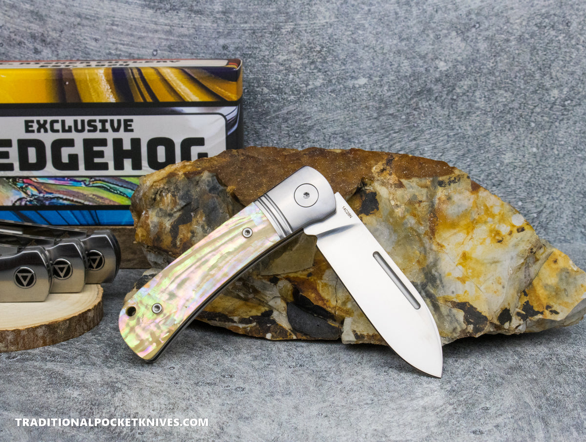 QSP Exclusive Hedgehog Knife QS142SP: Mother of Pearl 14C28N Spearpoint