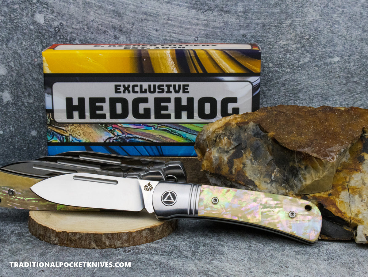 QSP Exclusive Hedgehog Knife QS142SP: Mother of Pearl 14C28N Spearpoint