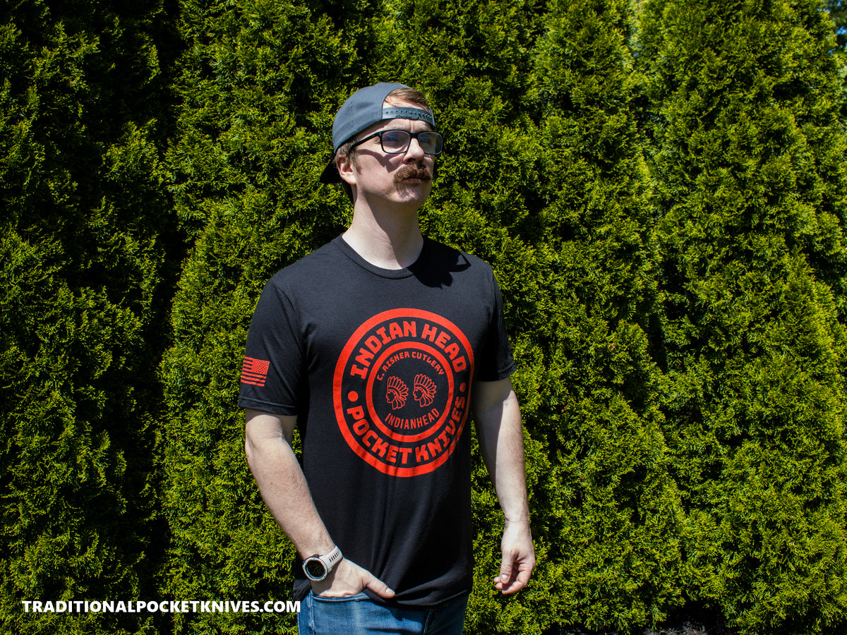 C. Risner Cutlery Shirt Front Logo - Indian Head Black / Red