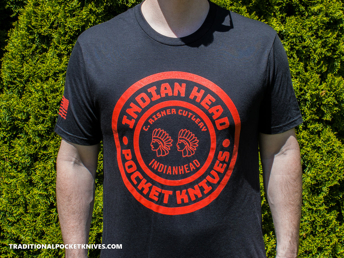 C. Risner Cutlery Shirt Front Logo - Indian Head Black / Red