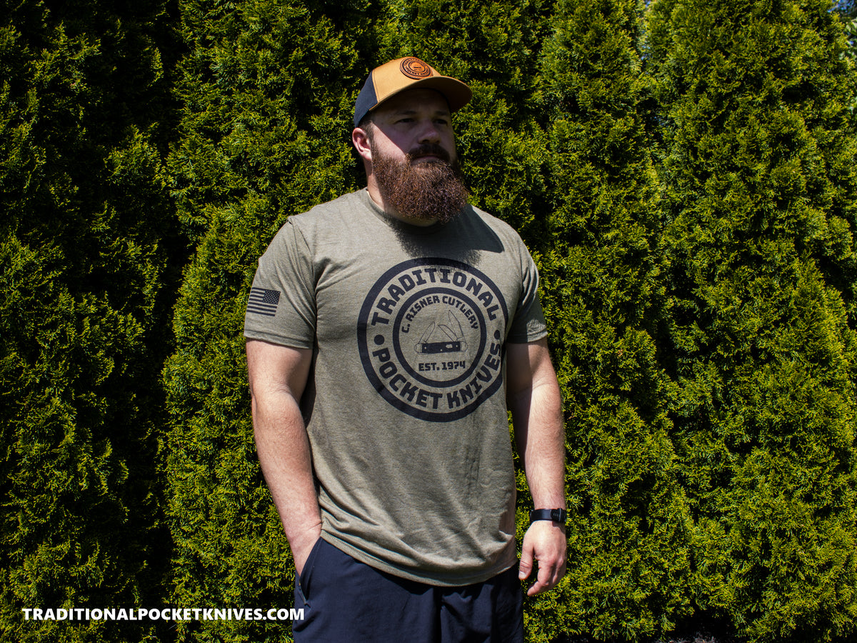 C. Risner Cutlery Shirt Front Logo - OD Green / Black
