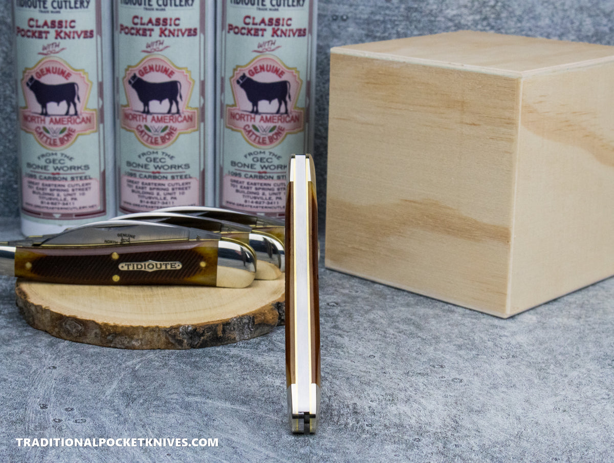 Great Eastern Cutlery #380225 Tidioute Cutlery Campfire Whittler Burnt Orange Sawcut Bone