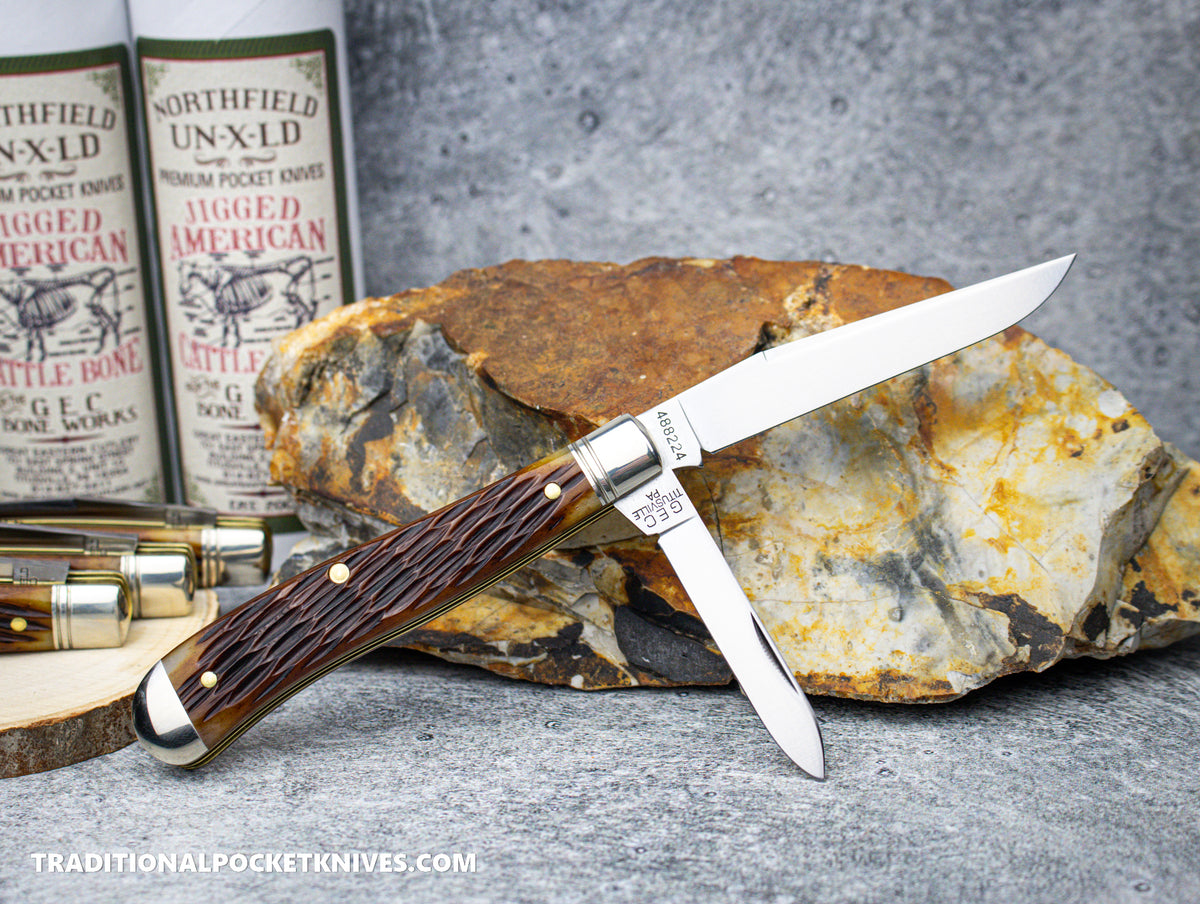 Great Eastern Cutlery #488224 Northfield UNXLD Dogleg Jack Antique Yellow Jigged Bone