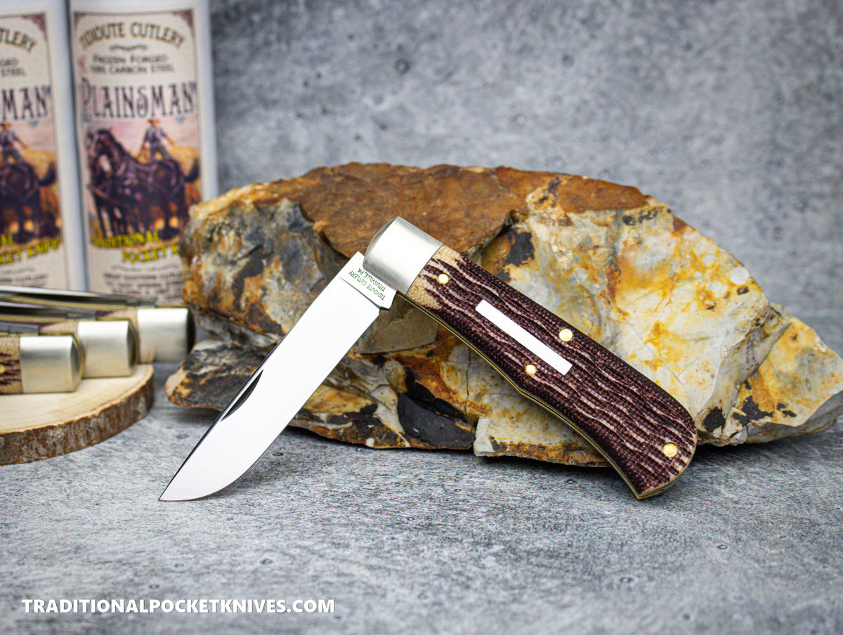 Great Eastern Cutlery #725124 Tidioute Cutlery Plainsman Stained Jigged Muslin Micarta