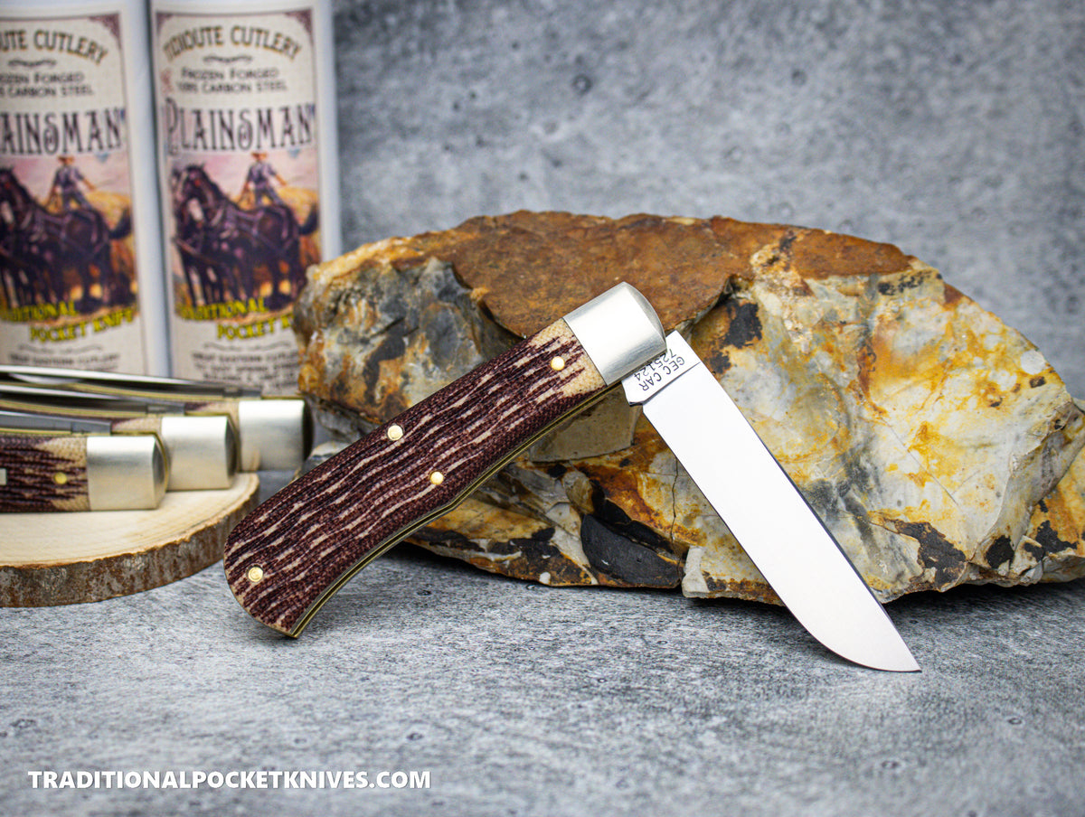 Great Eastern Cutlery #725124 Tidioute Cutlery Plainsman Stained Jigged Muslin Micarta