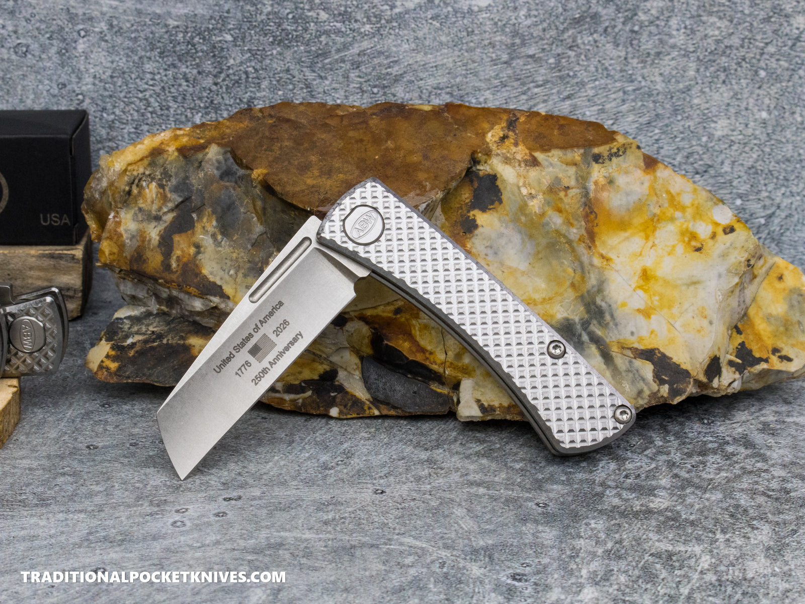 American Blade Works: Slip Joint - America 250th Anniversary Diamond Pattern Titanium Magnacut