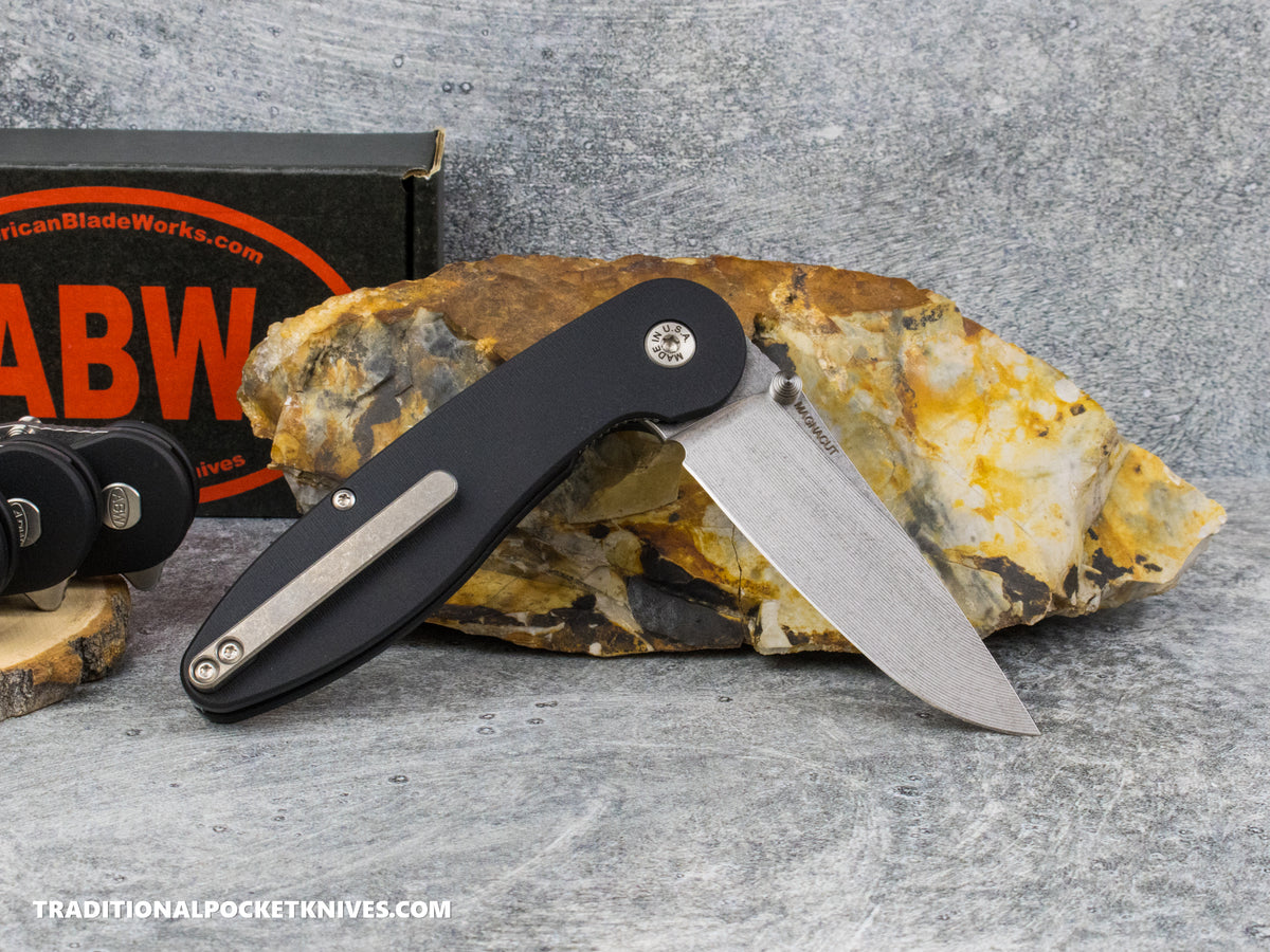 American Blade Works: Model 1 V7 Liner Lock- Black Aluminum 3D Milled Magnacut