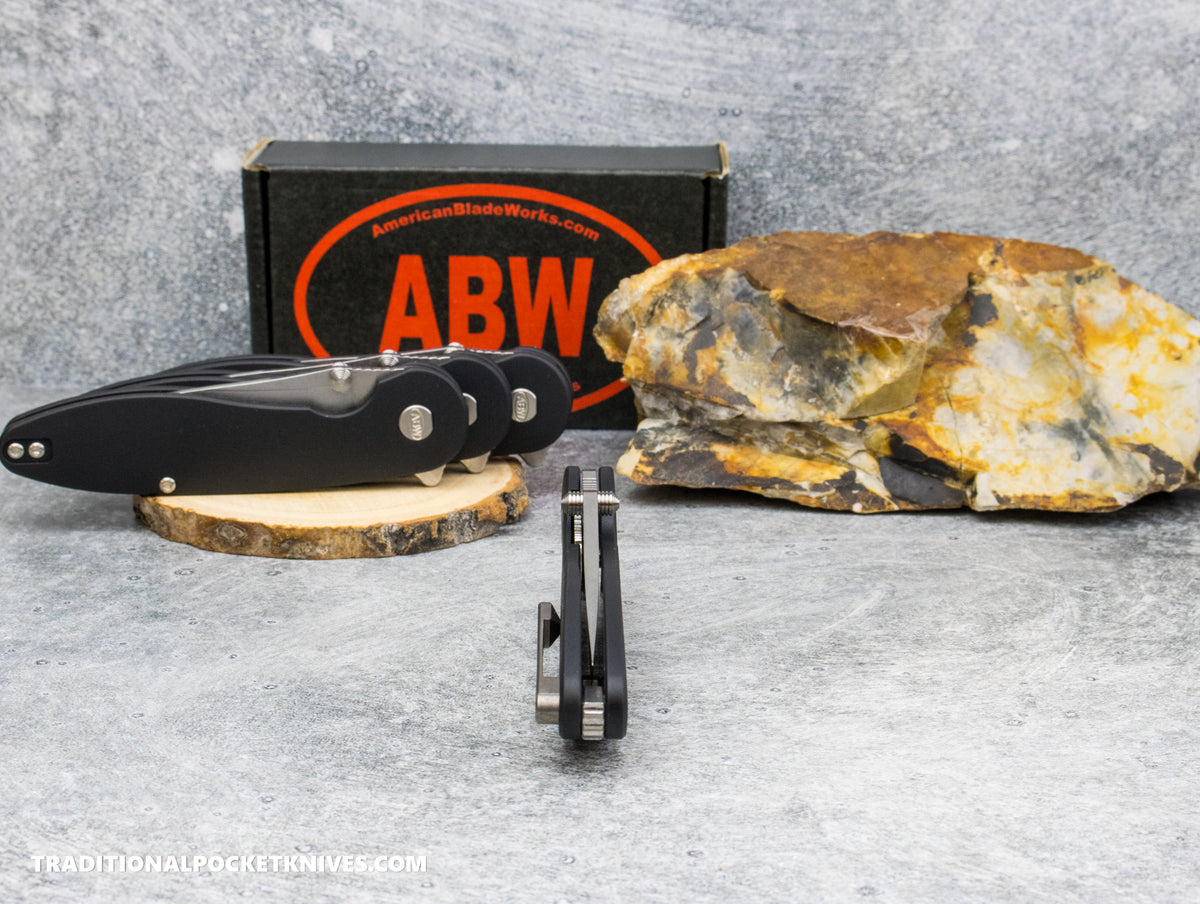 American Blade Works: Model 1 V7 Liner Lock- Black Aluminum 3D Milled Magnacut