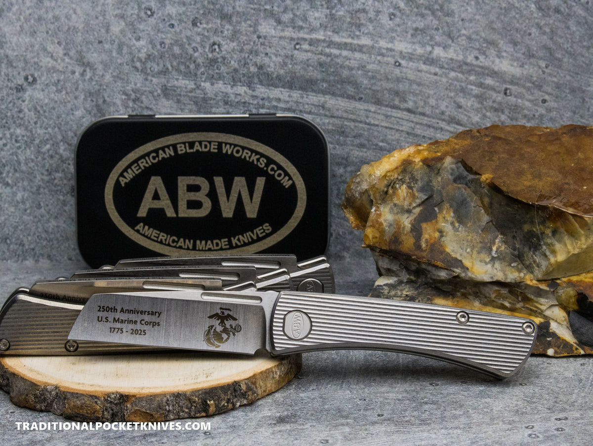 American Blade Works: Slip Joint - USMC 250th Anniversary Titanium Magnacut (1 of 10)