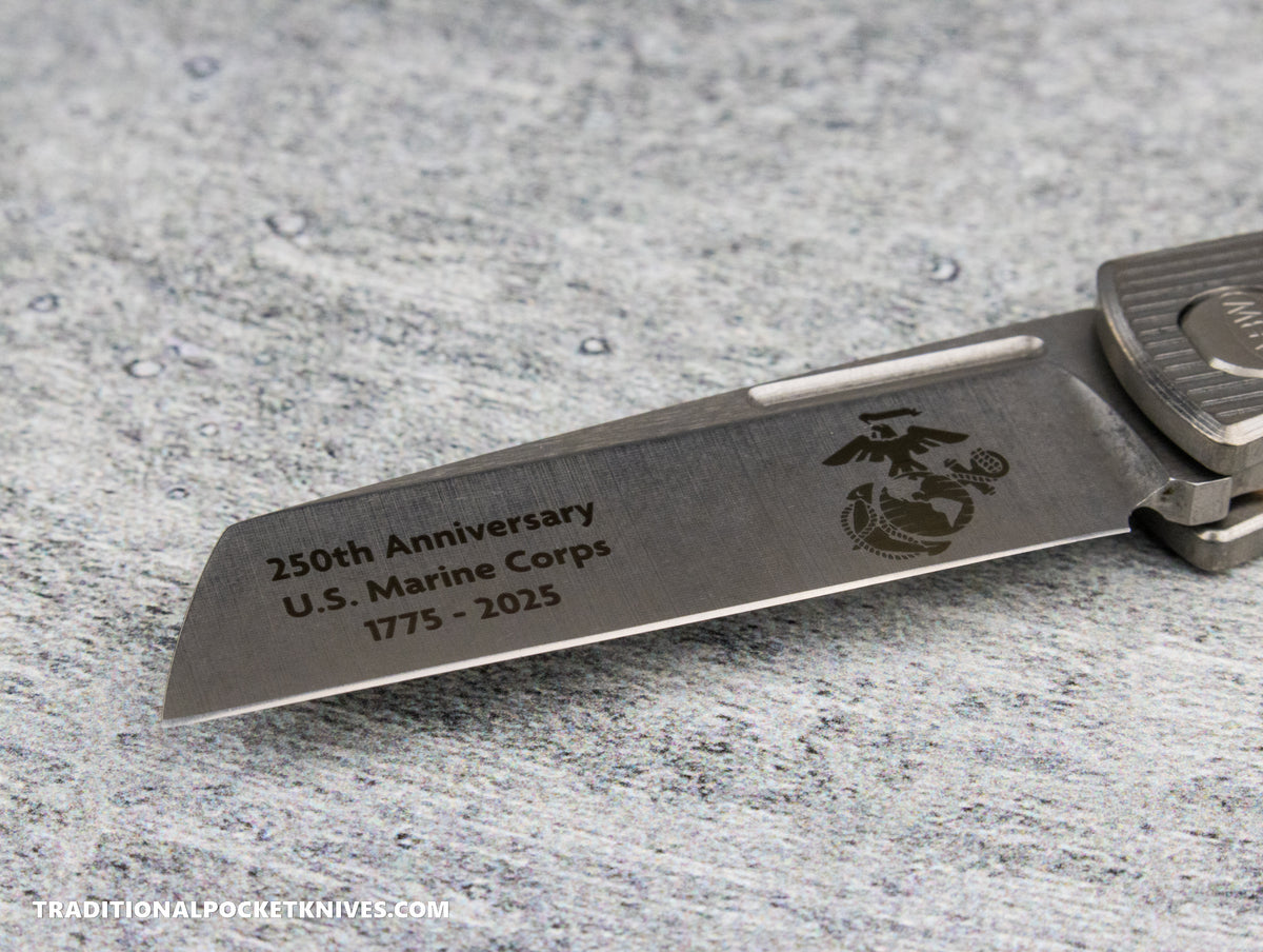 American Blade Works: Slip Joint - USMC 250th Anniversary Titanium Magnacut (1 of 10)