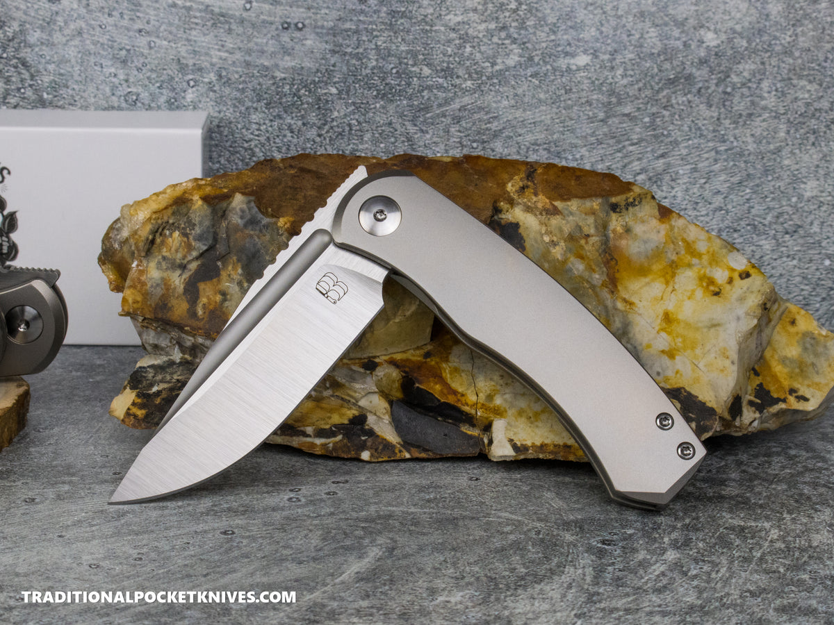 BergBlades Mini Alpha - Light Beadblast Titanium - Belt Satin S90V