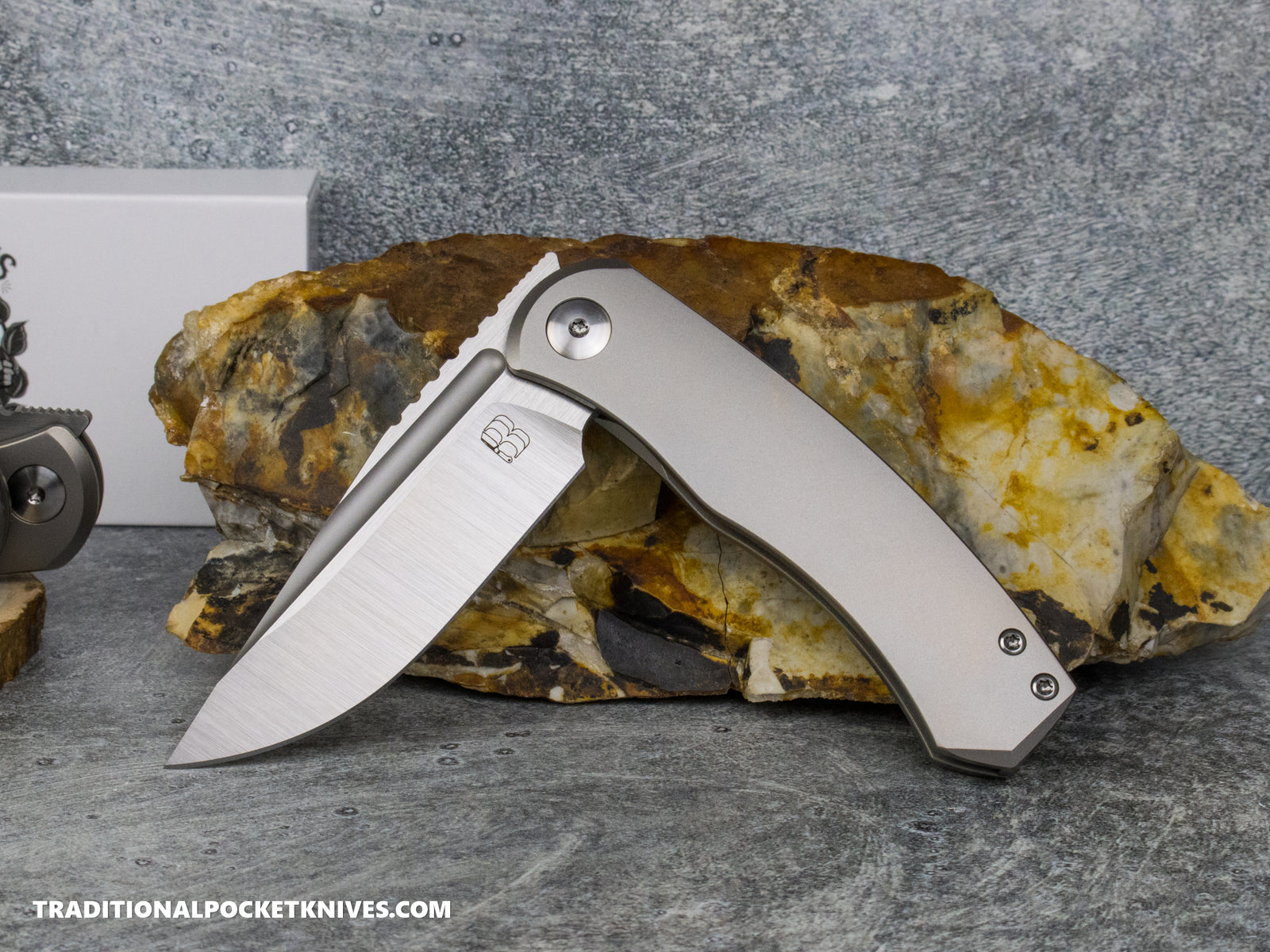 BergBlades Mini Alpha - Light Beadblast Titanium - Belt Satin S90V
