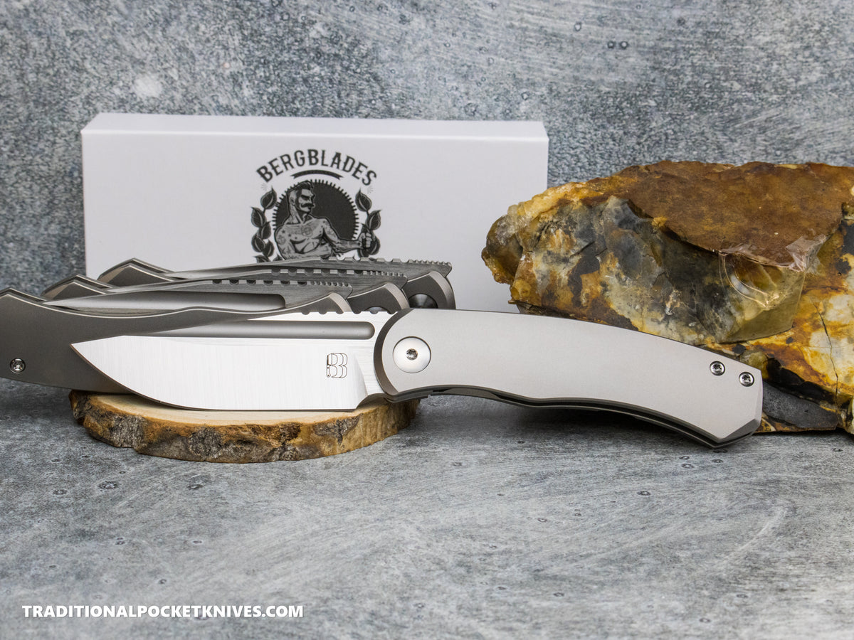 BergBlades Mini Alpha - Light Beadblast Titanium - Belt Satin S90V