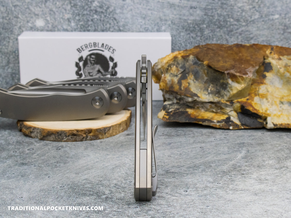 BergBlades Mini Alpha - Light Beadblast Titanium - Belt Satin S90V