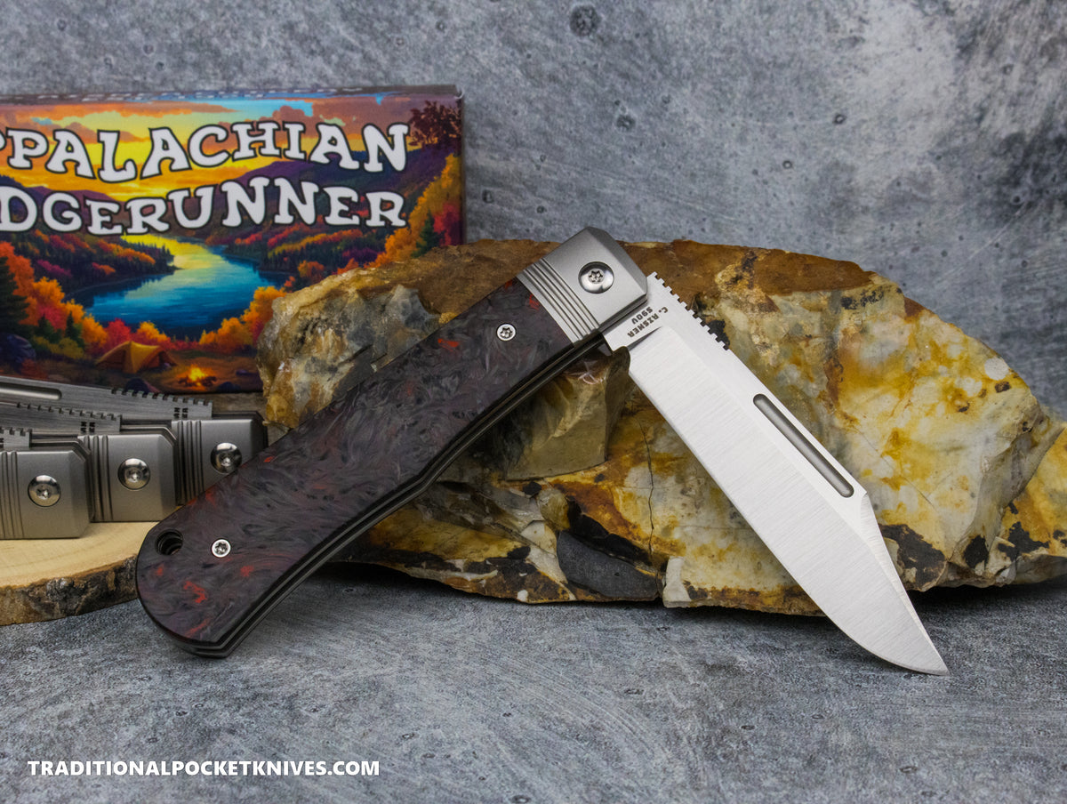 Appalachian Ridgerunner: Fat Carbon Dark Matter Red - Clip Point S90V