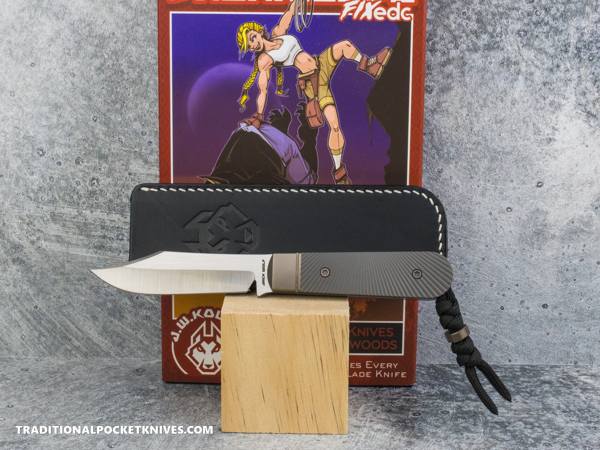 Jack Wolf Knives Backwoods FIXedc Titanium Starburst - J.W. Kollab