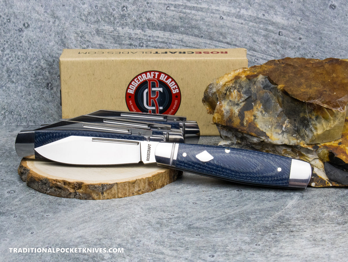 RoseCraft Blades Barren Fork Jack Blue Denim Micarta (RCT031-BDM)
