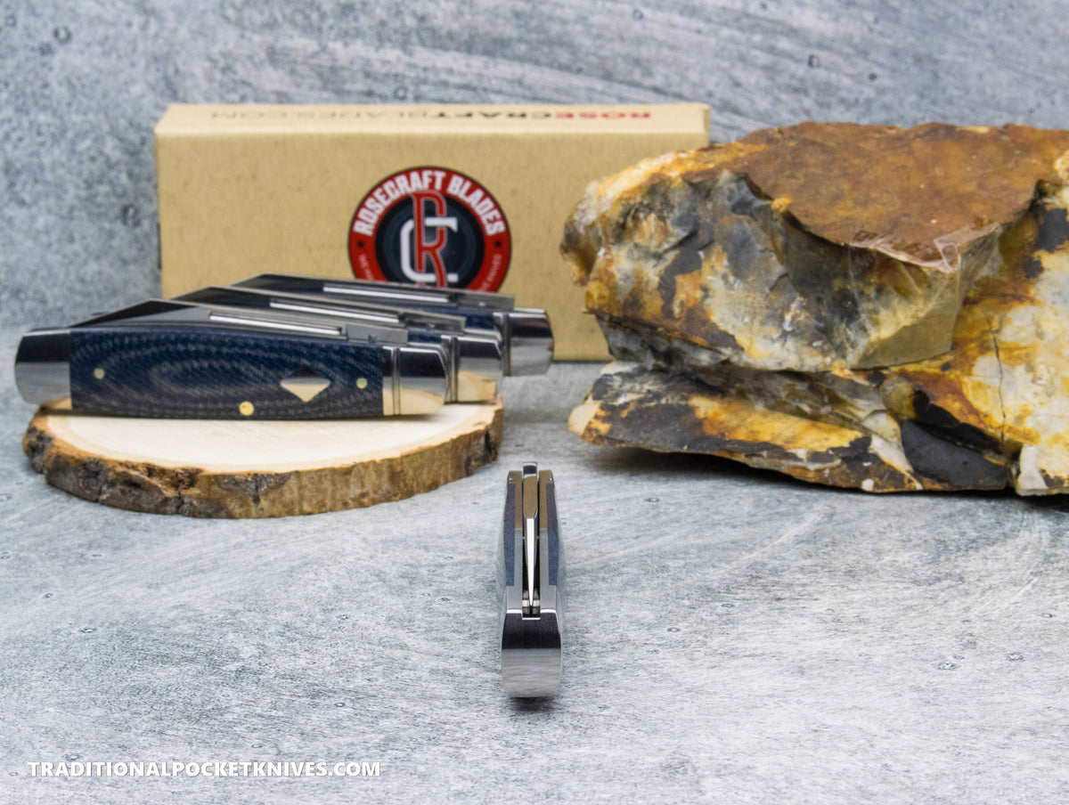 RoseCraft Blades Barren Fork Jack Blue Denim Micarta (RCT031-BDM)