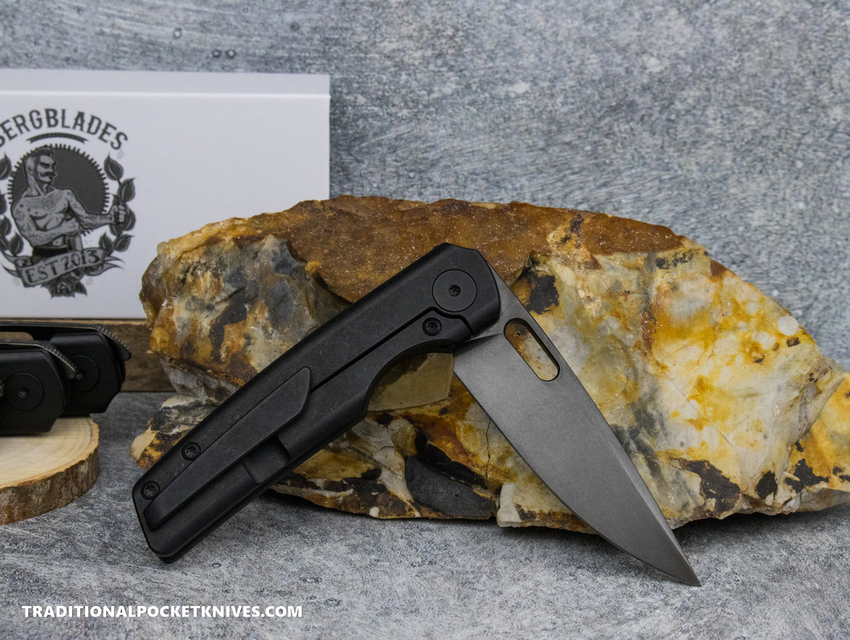 BergBlades Mini Sweeney Full DLC and Stonewashed Titanium Polished and Tumbled Bright DLC Magnacut