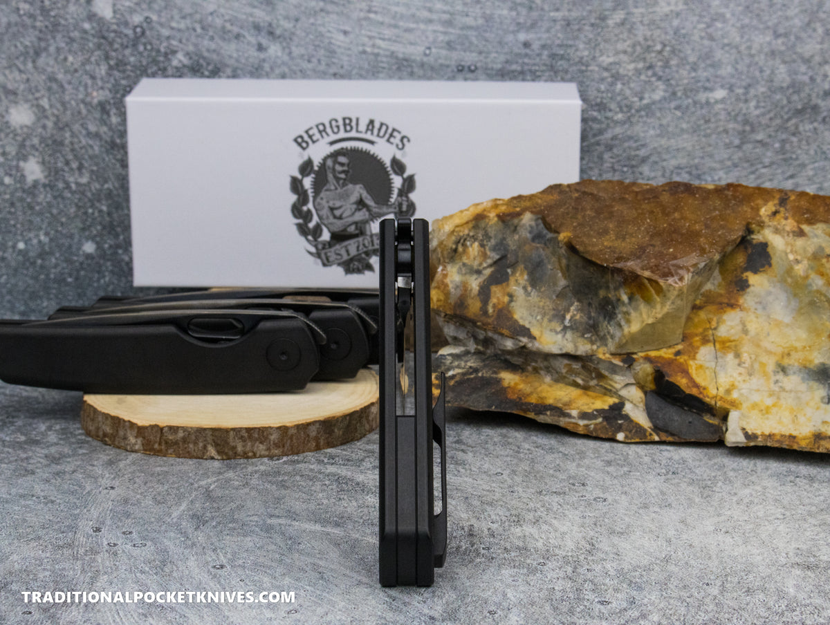 BergBlades Mini Sweeney Full DLC and Stonewashed Titanium Polished and Tumbled Bright DLC Magnacut